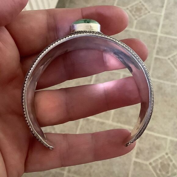 NWOT Sterling SILVER 925 TURQUOISE WIDE WOMAN BANGLE BRACELET​​​ - Picture 4 of 9